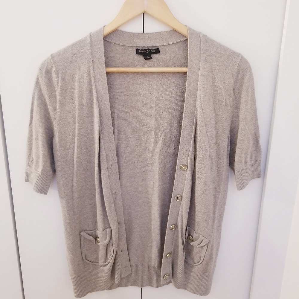 3/$45 Banana Republic Factory | Tan Cardigan Sweater Gold Buttons Top